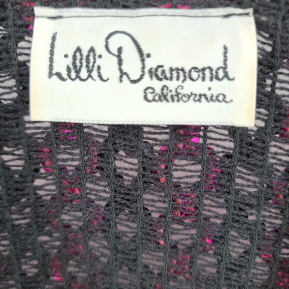 Vintage Lilli Diamond Sequin Cropped Top (Pink/Black) - Picture 5 of 7